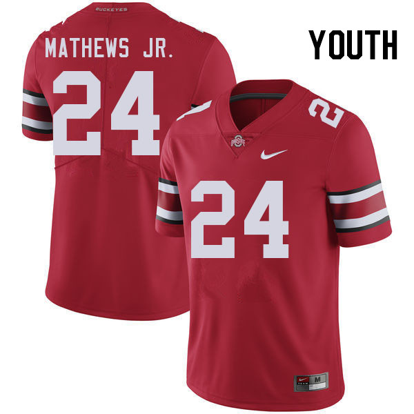 Ohio State Buckeyes Jermaine Mathews Jr. Youth #24 Red Authentic Stitched College Football Jersey